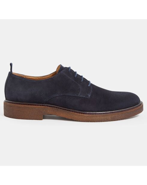 Derbies en Velours de Cuir bleu marine