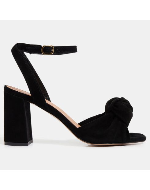 Schwarze Sandalen aus Veloursleder mit Absatz 8,5 cm