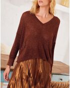 Pull fin lurex Gia marron