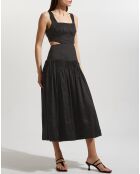 Robe midi en Lin mélangé Audette Pleated noire