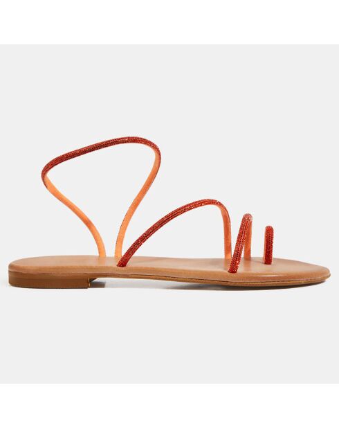 Sandales en Cuir à strass orange