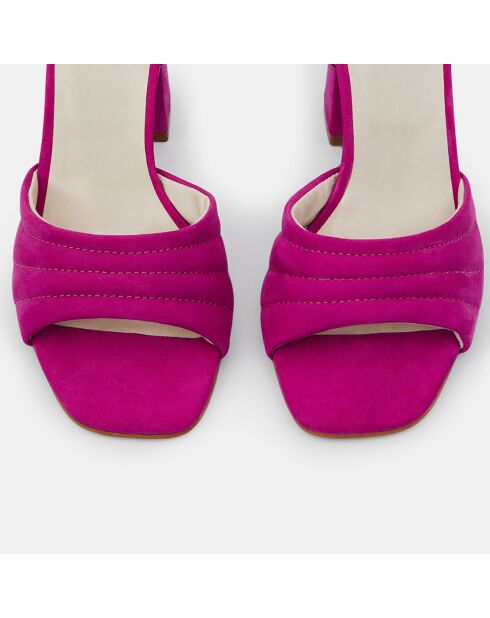 Fuchsiafarbene Sandalen aus gestepptem Leder - Absatz 8 cm