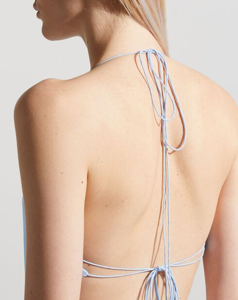 Vivienne hemelsblauwe satijnen mini-jurk