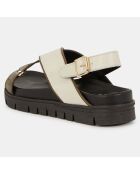 Sandales en Cuir blanc/kaki