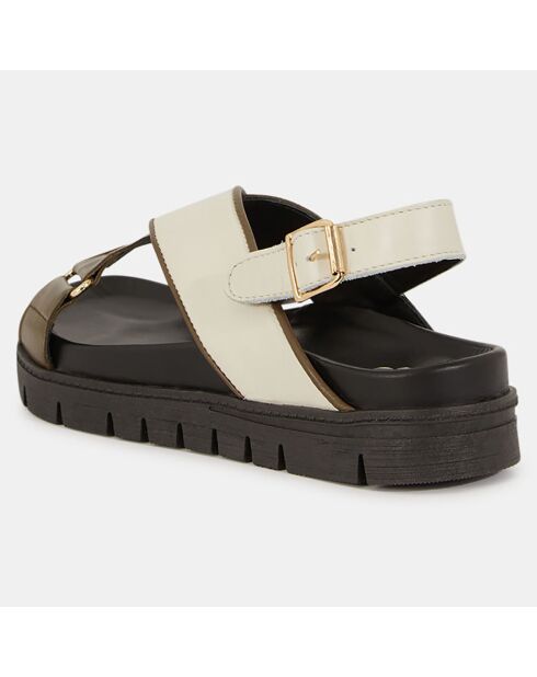 Sandales en Cuir blanc/kaki