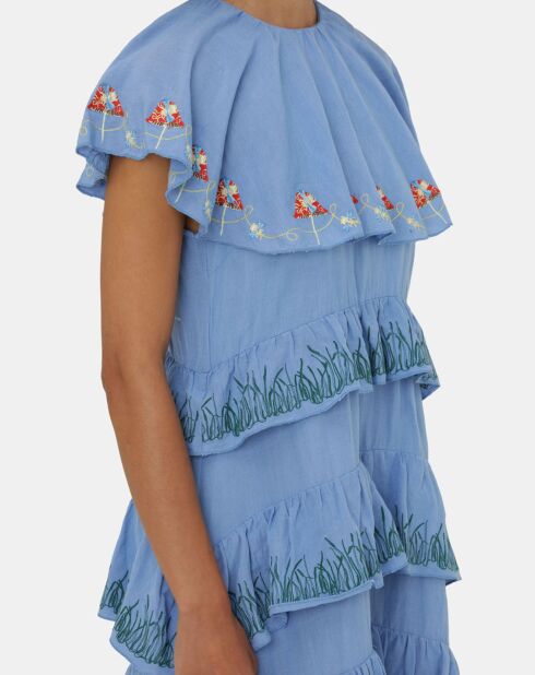 Robe en Lin mélangé Algue bleue