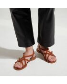 Sandales plates en Cuir orange brique