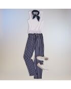 Pantalon Jupla à rayure blanc/bleu