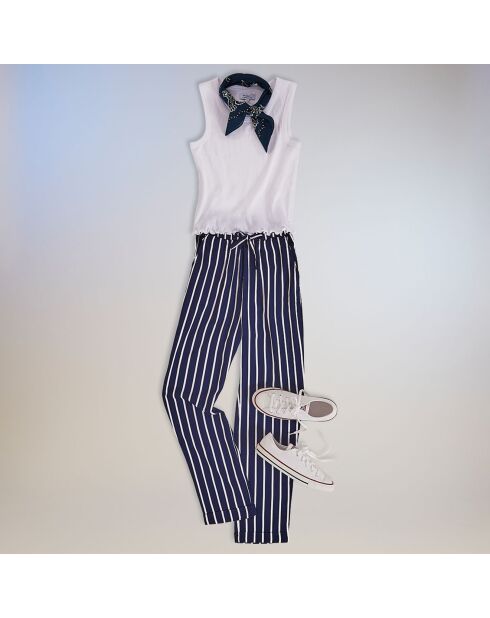 Pantalon Jupla à rayure blanc/bleu