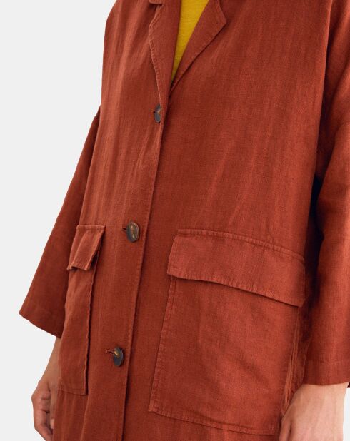 Manteau 100% Lin Margaret marron