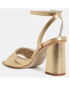 Gouden gewatteerde leren sandalen met hak - hak van 8 cm