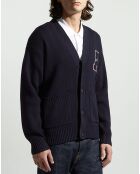 Cardigan en Coton & Laine Fardi varsity bleu marine