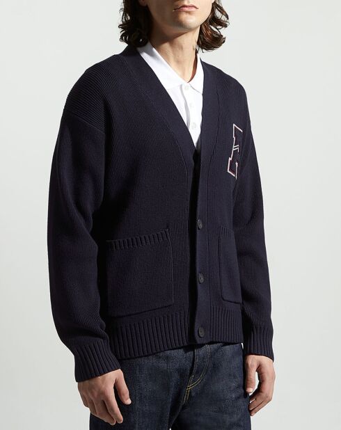 Cardigan en Coton & Laine Fardi varsity bleu marine