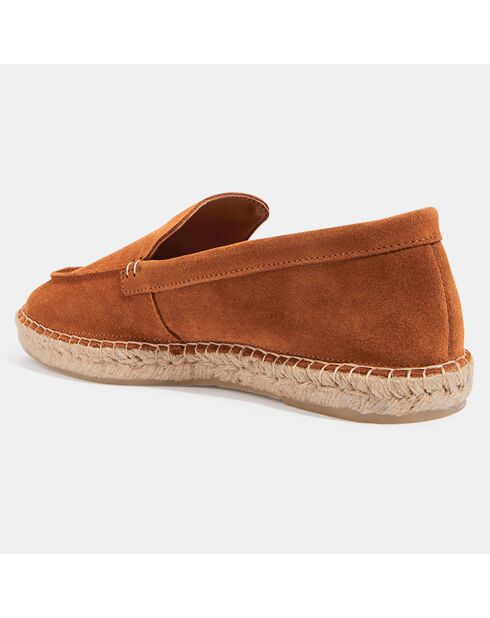 Mocassins espadrilles en Velours de Cuir camel