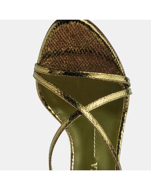 Khakifarbene Sandalen aus Schlangenleder - 9 cm Absatz