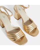 Gouden gewatteerde leren sandalen met hak - hak van 8 cm