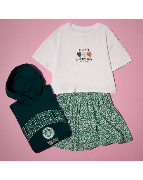 T-Shirt en Coton Bio Glamour mc print blanc
