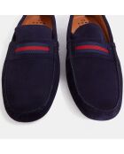 Mocassins en Velours de Cuir Ferdie bleu marine