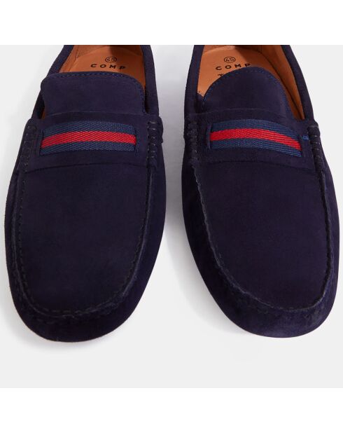 Mocassins en Velours de Cuir Ferdie bleu marine