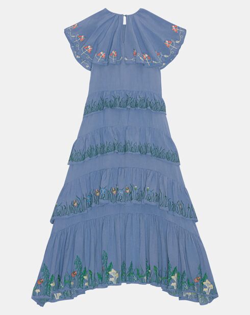 Robe en Lin mélangé Algue bleue
