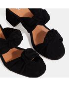 Mules à talon en Velours de Cuir noires - Talon 5.5 cm