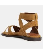 Sandales plates en Cuir camel