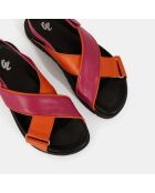 Sandales en Cuir orange/rose