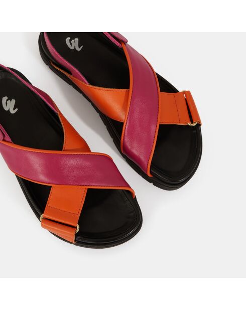 Sandales en Cuir orange/rose