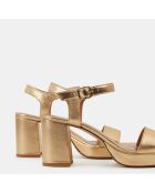 Sandales à talon en Cuir dorées - Talon 7.5 cm