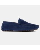 Mocassins en Velours de Cuir Lewis bleu foncé