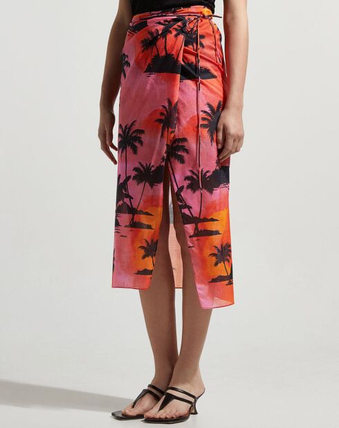 Jupe midi Jacky Wrap rose/noir