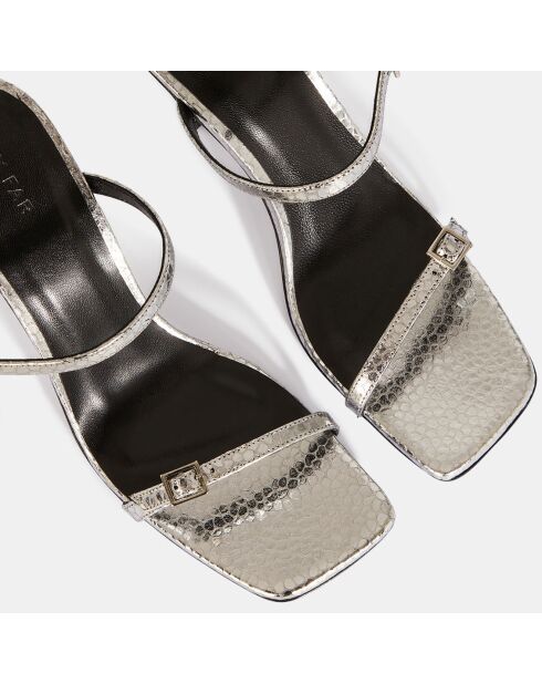 Sandales en Cuir croco Flick argentées - Talon 8,5 cm