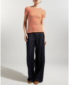 T-Shirt en Velours chenille rayé orange/beige