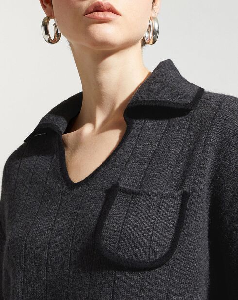 Maglione Adrien in misto lana grigio/nero