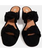 Mules à talon en Velours de Cuir noires - Talon 5.5 cm