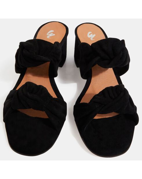 Mules à talon en Velours de Cuir noires - Talon 5.5 cm