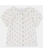 Top en Coton Bio Alouest bis mc gaze aop écru/rose