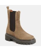 Chelsea Boots surpiqures marron taupe - Talon 4 cm