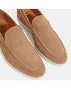 Mocassins en Velours de Cuir taupe