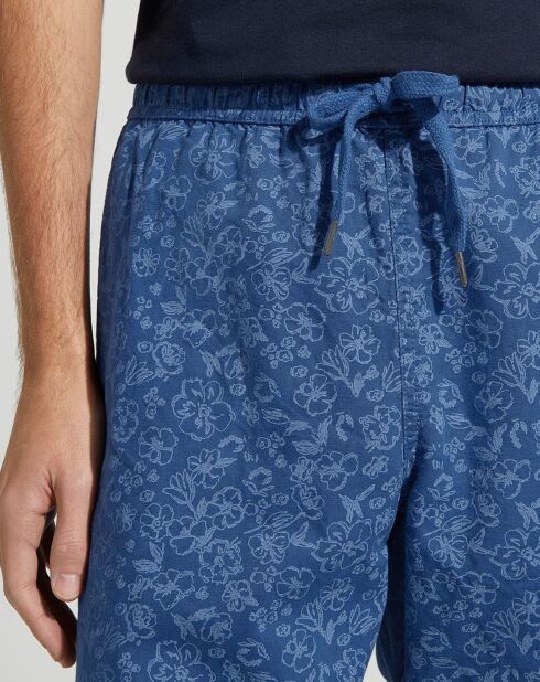 Bermuda en Coton& Lin Pudocklinp print bleu foncé