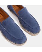 Mocassins espadrilles en Velours de Cuir bleu jean