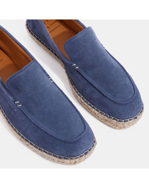 Mocassins espadrilles en Velours de Cuir bleu jean