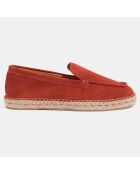 Mocassins espadrilles en Velours de Cuir orange brique