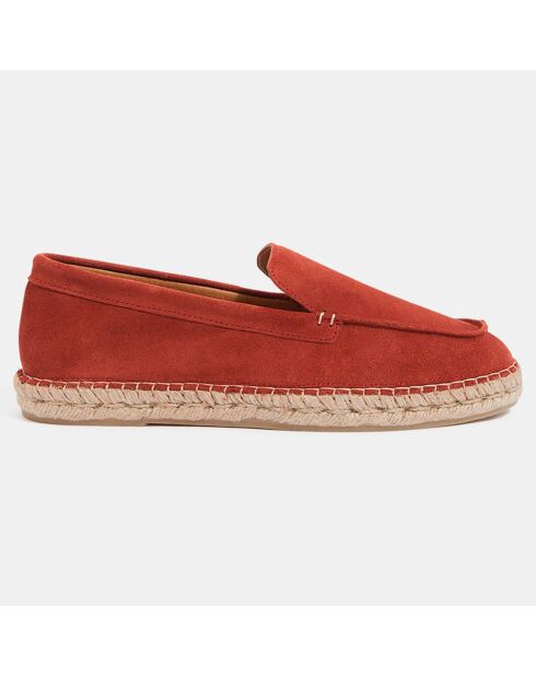 Mocassins espadrilles en Velours de Cuir orange brique