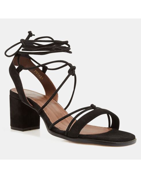 Sandali Sophie in pelle di velluto nero - tacco 7 cm