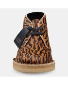 Braune Wüstenstiefel aus Samt aus Leder mit Tierdruck