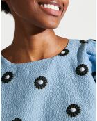Top gaufré Liw à motifs bleu clair
