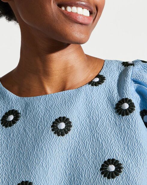 Top gaufré Liw à motifs bleu clair