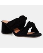 Mules à talon en Velours de Cuir noires - Talon 5.5 cm