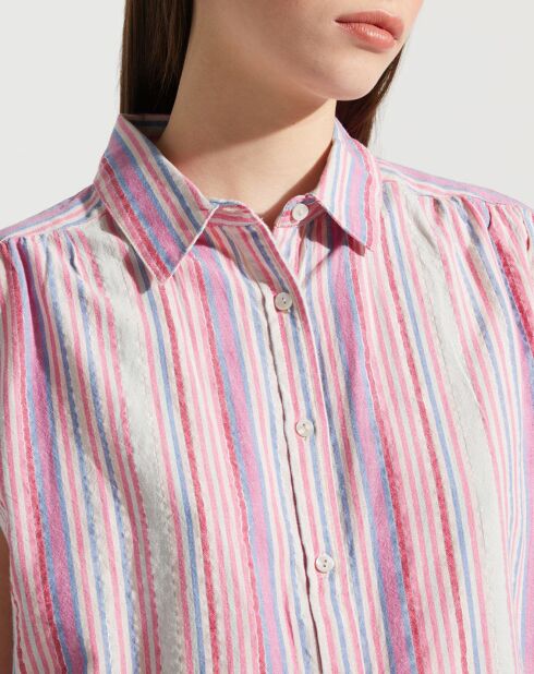 Chemise Levain rayée rose